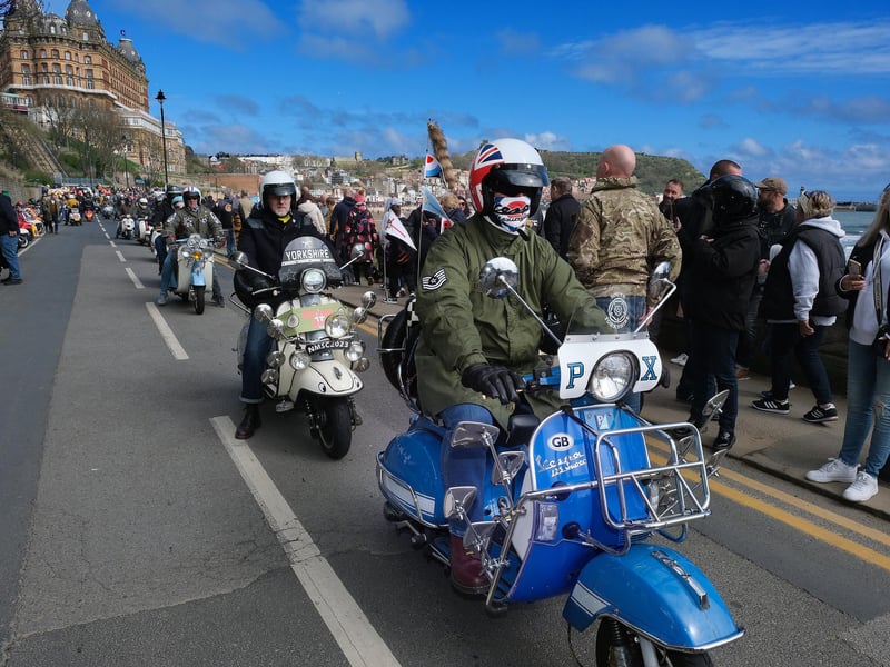The brightly coloured scooters were very eyecatching as they made thier way down the seafront.