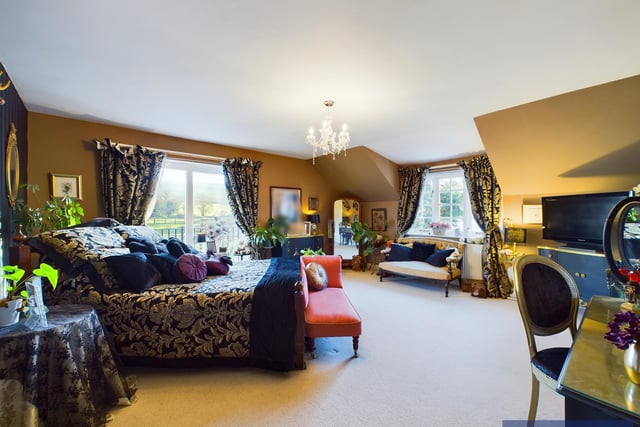 One of the large and lavishly decorated bedrooms in Hunters Lodge.