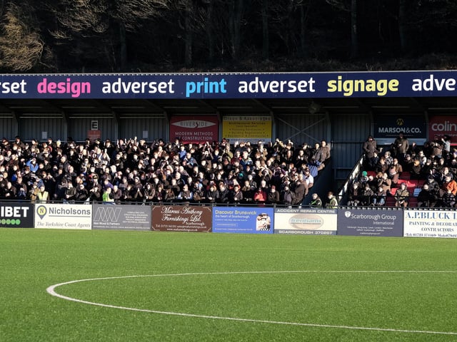 The sell-out crowd saw Scarborough Athletic suffer a heavy loss to league leaders Darlington.