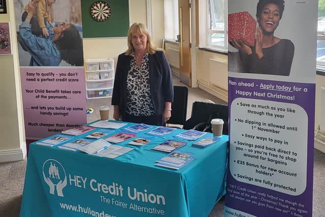 HEY Credit Union Bridlington team’s Sue Neild at an information event.