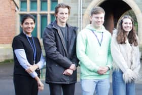 The Principal Asma Shaffi with Bradley Sills, Adam Tiling and Lauren Hinton, Oxbridge students. Submitted image