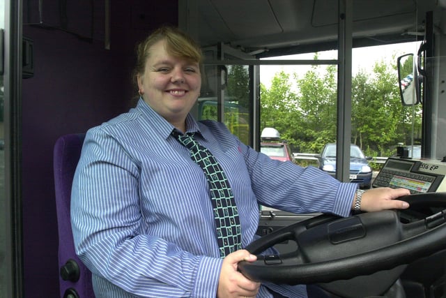 Bus driver Joanne Connolly, at the Olive Grove Bus Depot in 2003