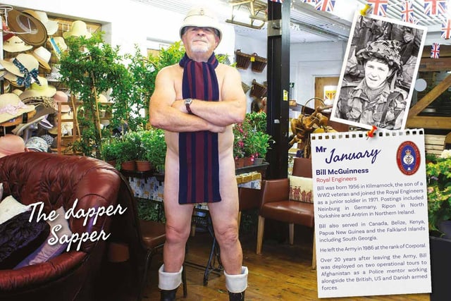 Bill McGuinness is shown here as Mr January, also known as 'The Dapper Sapper'.