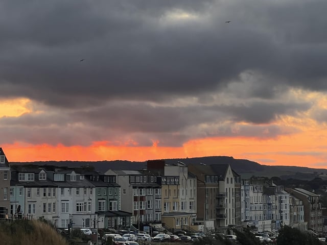 A fiery sky over Scarborough, by Mick Bayes.