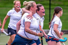 Debutant Abbie Dixon scores Whitby's first goal of the season, in the game against Sunderland, with Lisette Vincent-Jones (right).