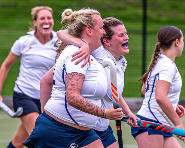 Debutant Abbie Dixon scores Whitby's first goal of the season, in the game against Sunderland, with Lisette Vincent-Jones (right).