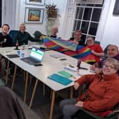 Sarah Fenwick (front) at a meeting of the Scarborough Pride committee