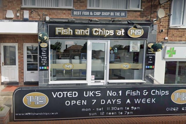 Fish and Chips @ 149 is located on Marton Road, Bridlington. Recently crowned Queen Camilla visited the fish and chip shop in 2013,  she said: "This is the most delicious food I have had in a long time".