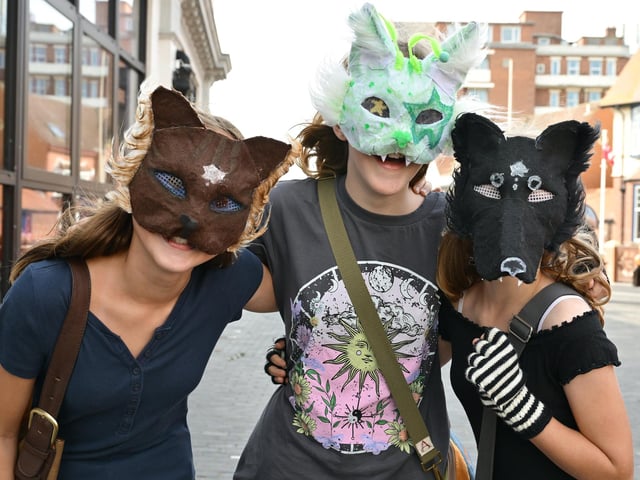 Matching masks at the event.