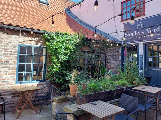 Sanders Yard Bistro is located on Church Street, Whitby. One Google review said "This is a fantastic place. The setting, food and service couldn't be better and they're dog friendly! We always make a point of visiting whenever we're in Whitby and are never disappointed. Our last visit was to have breakfast and it was amazing. Their gluten free choices are excellent, it is so refreshing to eat somewhere where my diet isn't an issue. Highly recommend!"