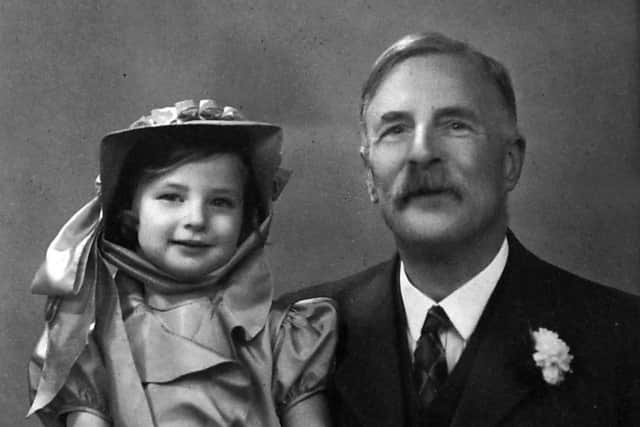 A young Anne Clough pictured with her grandfather Ernest Whiteley. Photo courtesy of Jonathan Gawthorpe.