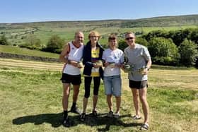 Showing off their awards from the Esk Valley Fell Race Winter Series are, from left,  Scarborough Athletic Club's Matt Jones, Sue Haslam, Julie Clayton and Paul Lawton.