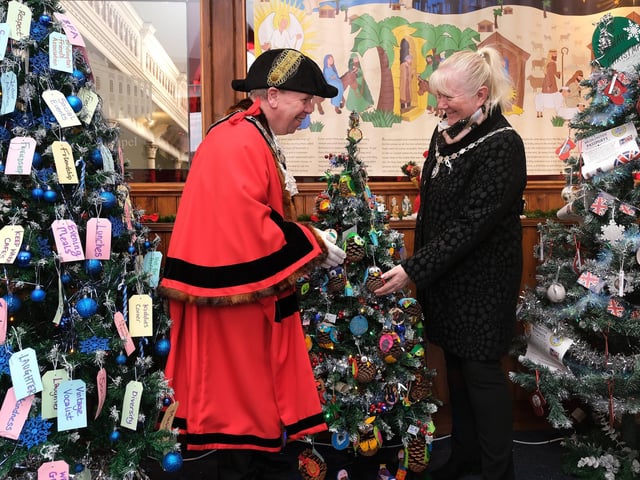 Mayor Rick Arrand and Mayoress Kim Arrand at the Christmas tree festival.