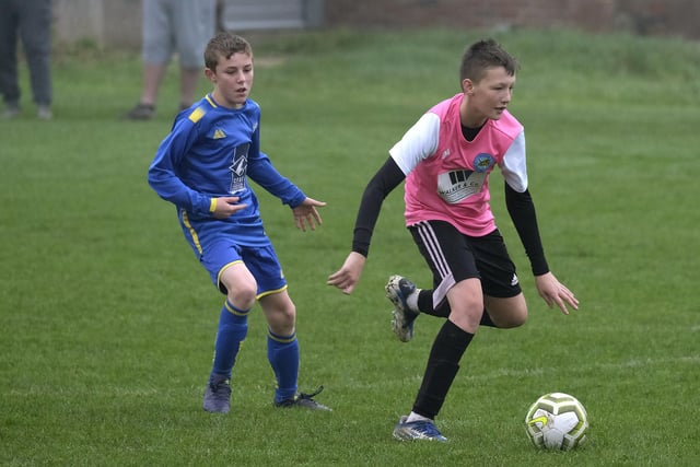 Ayton Under-13s pull away from Eastfield Under-13s (blue kit)