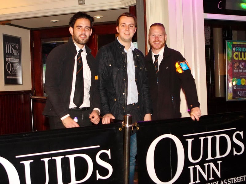 Ste, Dave & Ginge on the doors welcoming the punter's into Quids Inn