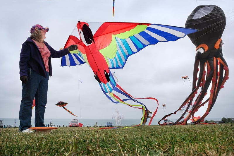 Shirley Heron flies her kite.