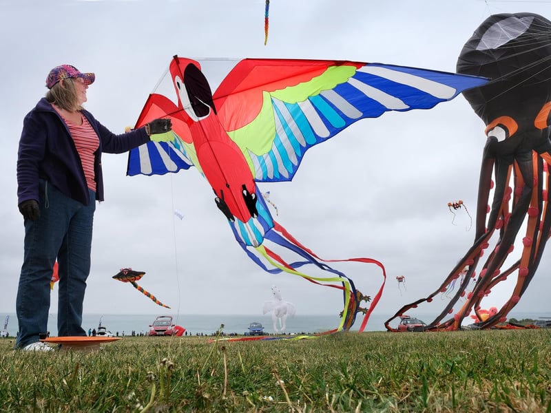 Shirley Heron flies her kite.