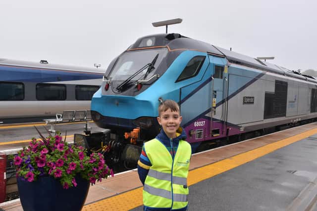 Ernie Skelton next to TransPennine Express' Class 68 locomotive.