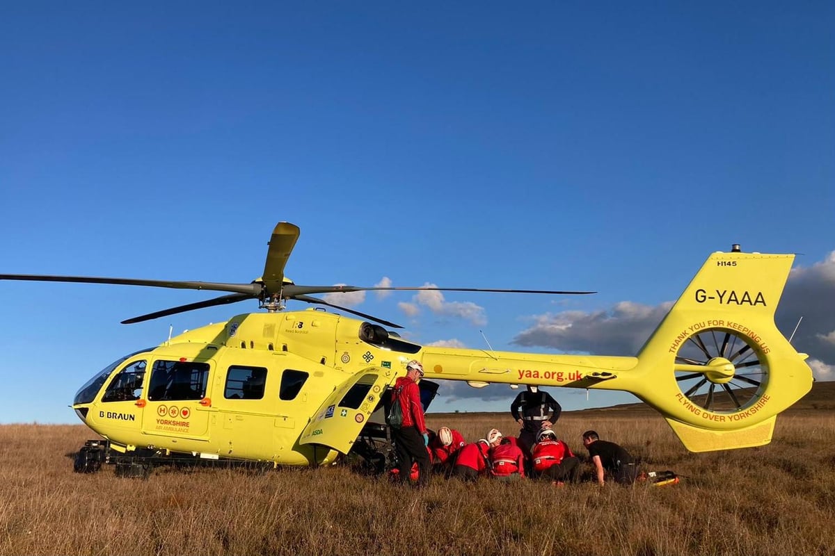 Cleveland Mountain Rescue Team Assist Air Ambulance Near Hutton-le-...