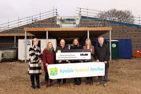 L-R Heidi Ridgewell, Caroline Shepherdson,  Kevin Hollinrake MP, Lisa Keenan, Jo Pickard, Omaze, Rob Davies