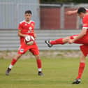 Debutant Danny Clarke in action on his Bridlington Town debut, the 1-0 Bank Holiday Monday win against Grimsby Borough  PHOTOS BY DOM TAYLOR