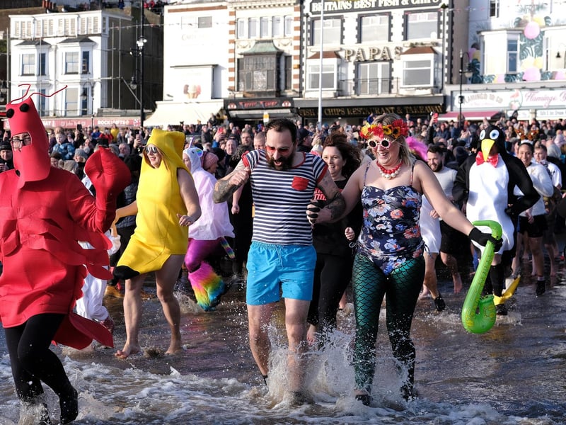 Smiling faces as entrants brace themselves for the icy water