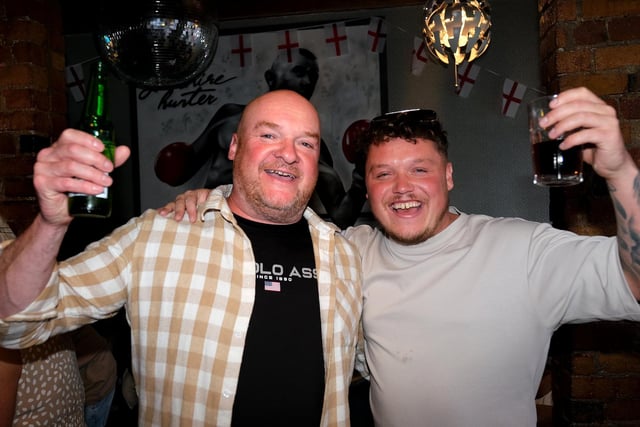 Fans cheer for the Three Lions.picture: Richard Ponter