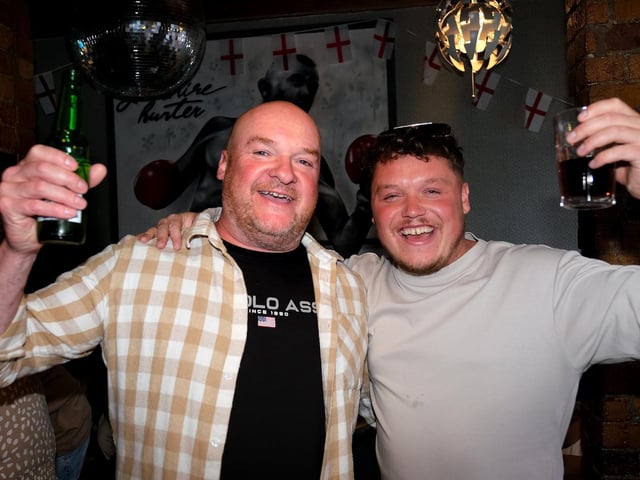 Fans cheer for the Three Lions.picture: Richard Ponter