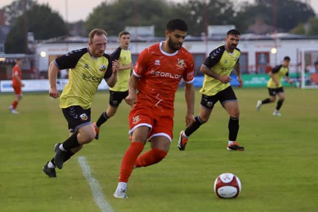 Ahmed Salam opened the scoring for Bridlington Town in their FA Cup win against Knaresborough. Photo by TCF Photography