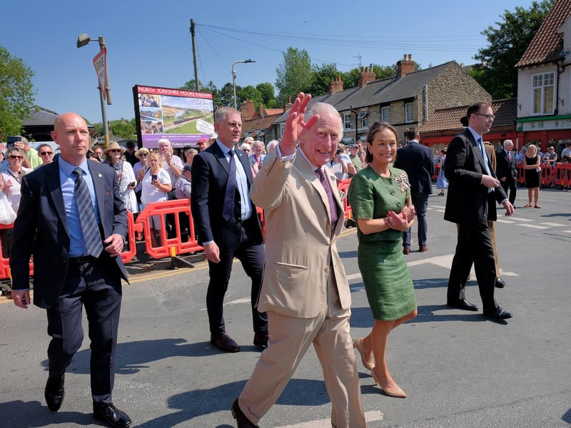 King Charles visits the town centre of Pickering.