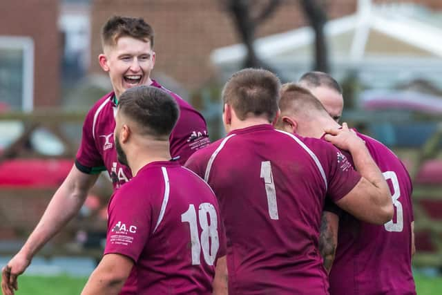 Whitby Maroons celebrate a try PHOTOS BY BRIAN MURFIELD