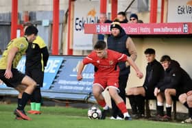 Bridlington Town Reserves in action during the 4-0 home loss to South Cave United Reserves. Photo by TCF Photography