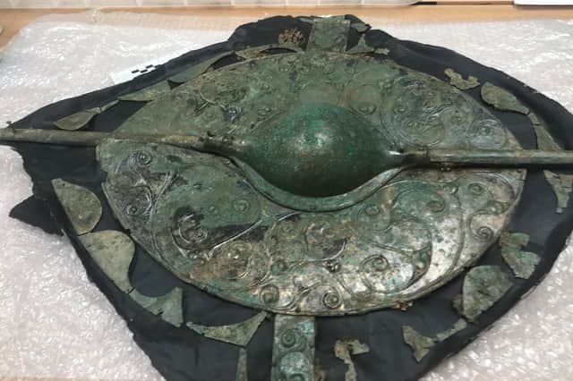 The Iron Age shield going on display at Malton Museum.