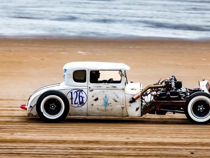This years The Race the Waves Vintage Beach Race festival held on Bridlingon's south beach with over one hundred competitors taking part in the event from the early years of coastal motor racing to post-war American hot-rodders and drag racing culture. Picture By Yorkshire Post Photographer,  James Hardisty. Date: 22nd April 2023.