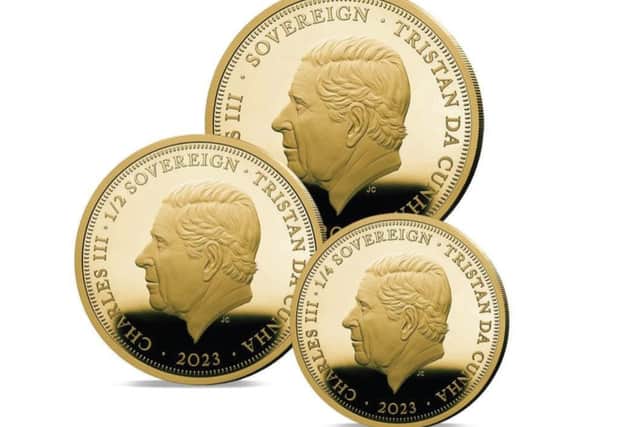 Illustration of the stolen set of 2023 King Charles III Greatest Monarchs Gold Sovereigns.