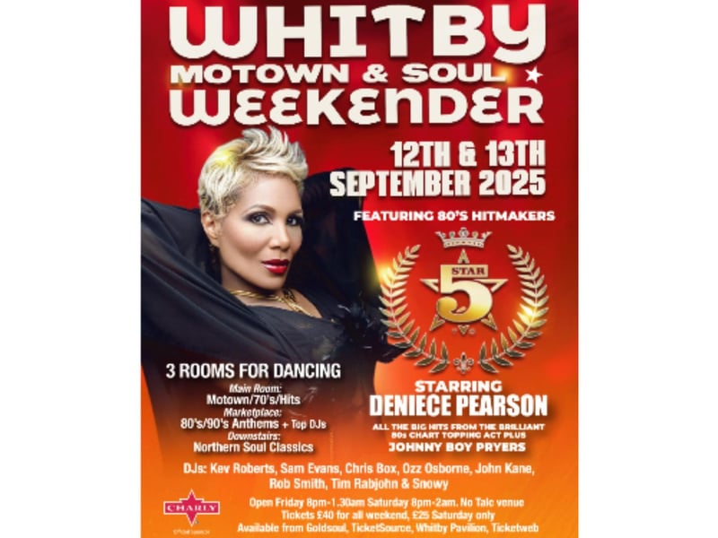 The Whitby Motown & Soul Weekender is coming to Whitby Pavilion on September 12 and 13. Get ready to groove to classic tunes from renowned artists like The Temptations, Diana Ross, and Marvin Gaye. The weekend will be filled with electrifying performances, fantastic atmosphere, and non-stop dancing.