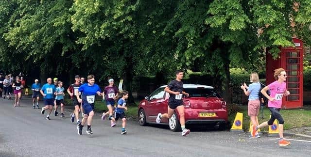 Sue Haslam leading the way at the Scalby Fair race.
