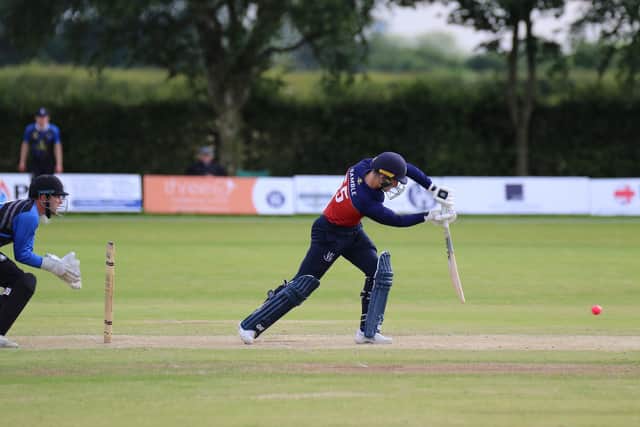 Harry Gamble in batting action for Grange against Scarborough. Photos by Mark Crabtree