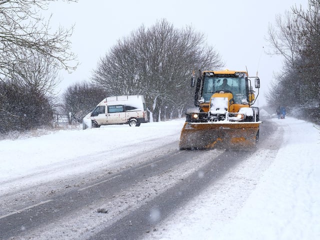 A snow plough on the Burniston Coastal Road. photo: Richard Ponter