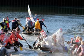 Scarborough Raft Race action from the Boxing Day event.
