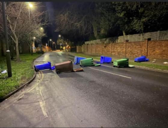 The bins pose a danger to motorists in the area