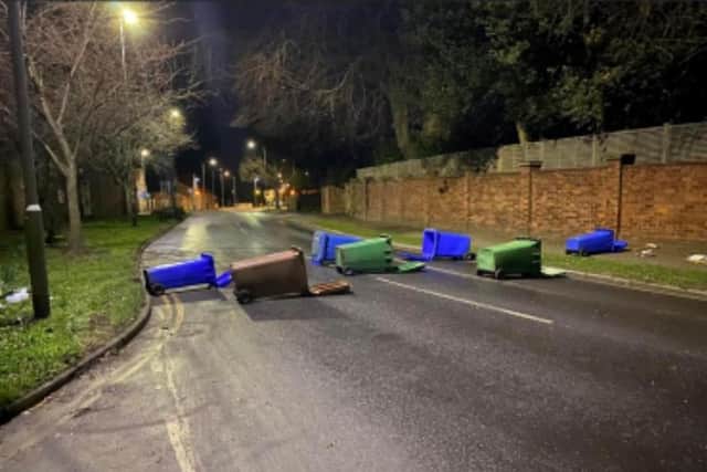 The bins pose a danger to motorists in the area