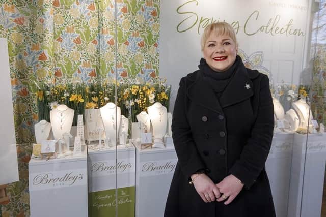 Kay Bradley with Castle Howard Courtyard Window Display. Photo: GARETH BUDDO.