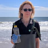 Claire Campbell, the Environment Agency’s technical bathing waters expert, sampling water at Bridlington South.