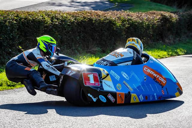 A sidecar duo in action at Oliver's Mount. Photo by Zoe Cooper