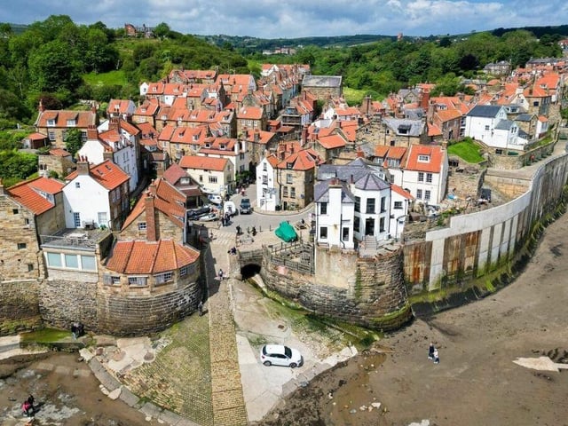 An overview of Robin Hood's Bay village, with Dock Cottage at its centre.