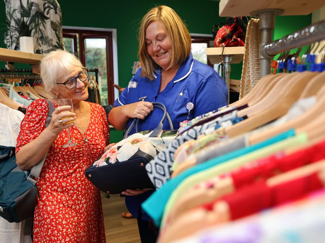 Rachel Jameson-Firman with Snr Staff Nurse Fiona Marshall enjoying a browse