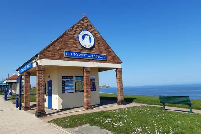Whitby cliff lift on a beautiful day.