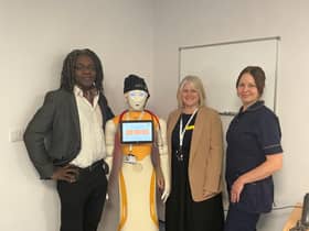 Left to right: Consultant Dr Ol’Tunde Ashaolu, DAISY, Research Practitioner Anna Waine, and Research Nurse Laura Barman