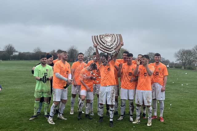 Edgehill celebrate their Scarborough & District Football League title success